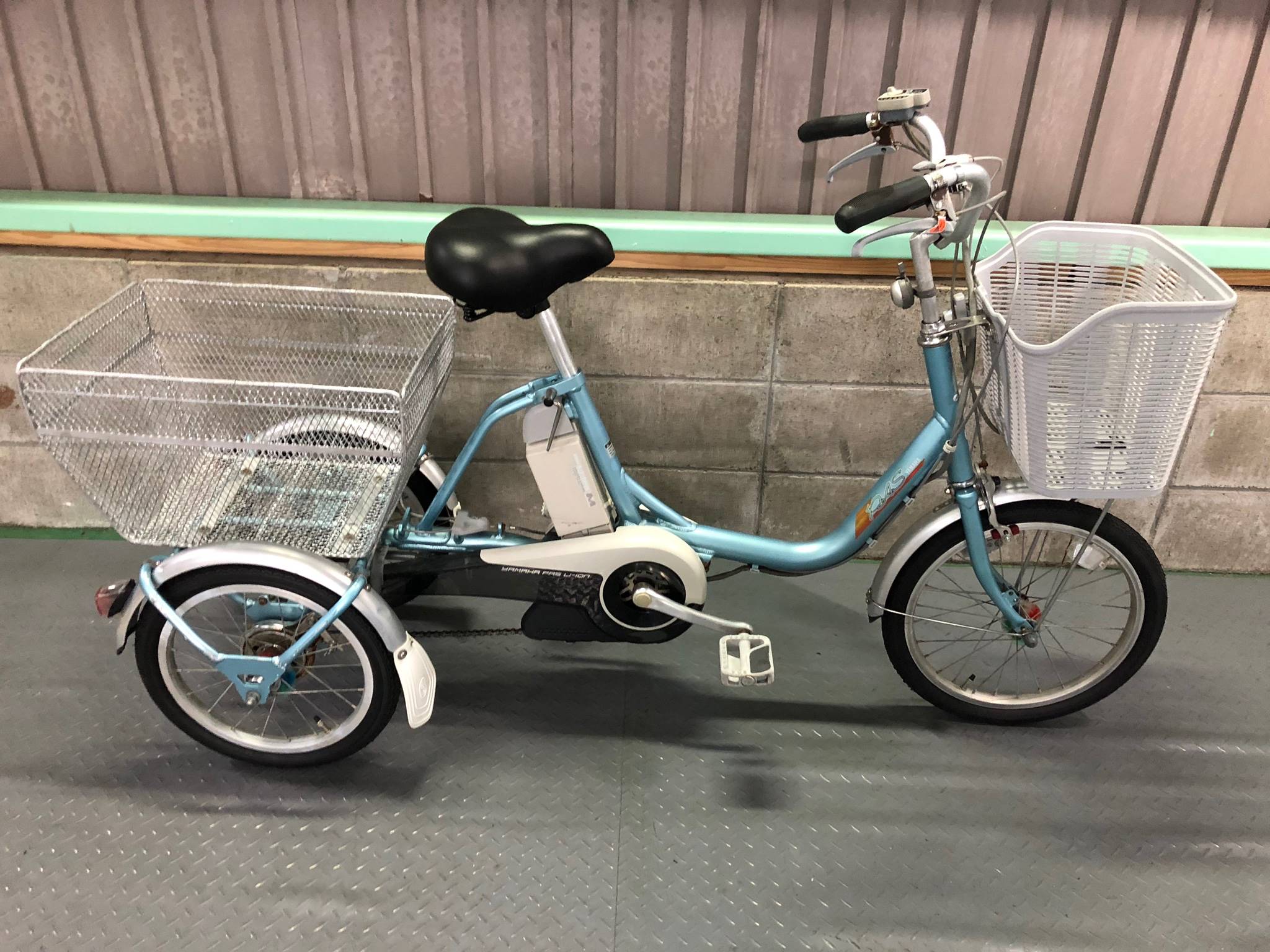 【SOLD OUT】電動自転車 YAMAHA PAS ワゴン ブルー 3輪 16インチ 国産・中古の激安電動
