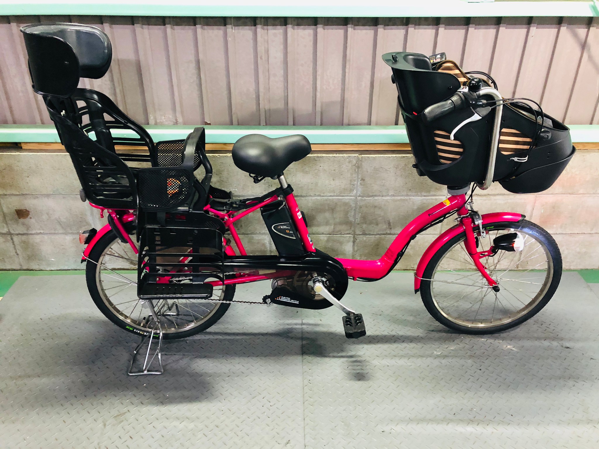 電動自転車 パナソニック ギュットミニ 20インチ 8Ah 前後子供乗せ ピンク | 国産・中古の激安電動アシスト自転車を販売MIZO